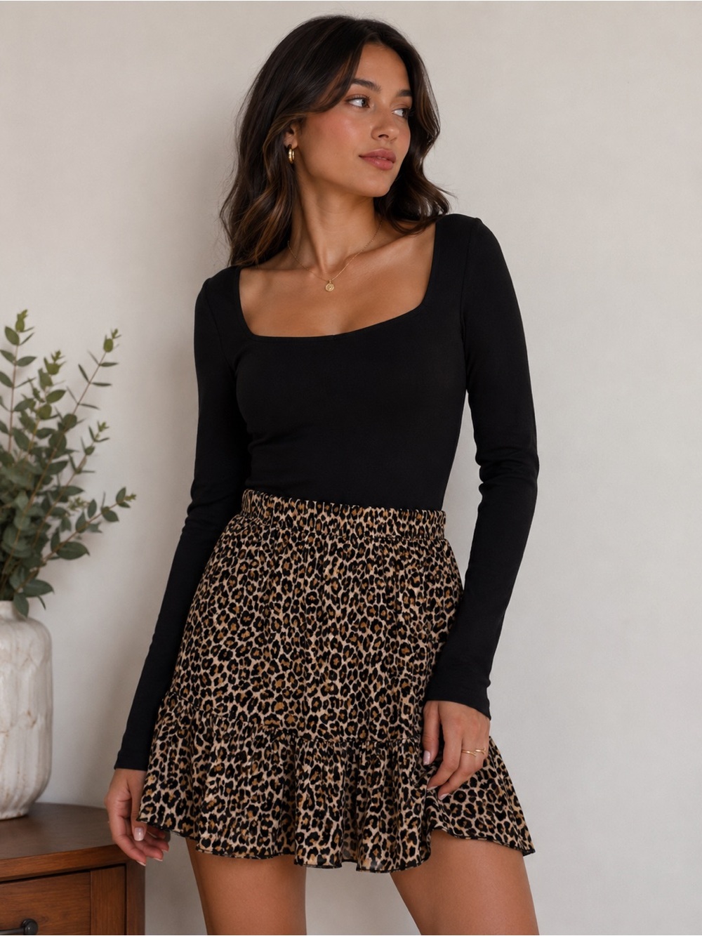 MTS Leopard Mini Skirt with Ruffled Style